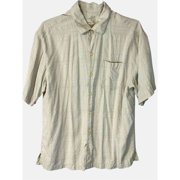 Tommy Bahama 100% Silk Men’s Button Cream Shirt Size Large - Picture 1 of 7